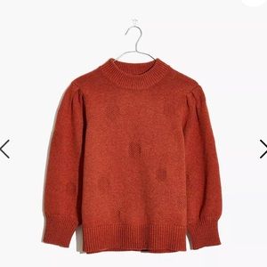 Madewell Eaton sweater, dotted orange, puff shoulder, size XXS